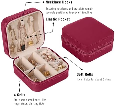 Small Travel Jewelry Box, Portable Mini Jewelry Leather Box Jewelry