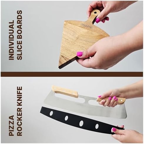 Wooden Pizza Serving Board Set – 6 Slice Detachable Pizza Tray with
