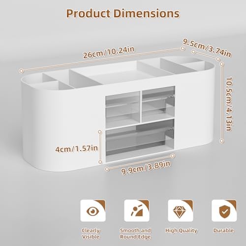 Marbrasse Desk Organizer Pen Holder for Desk with 3 Drawers