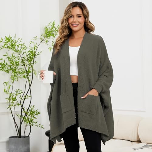 Wearable Blanket Sherpa Poncho Unique Office Work Warm Cozy Shawl TV