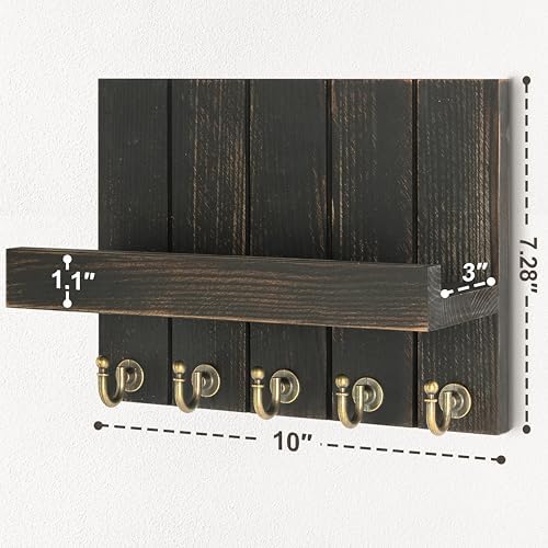 Rebee Vision Key Holder Wall Mount with Shelf for Office, Distressed