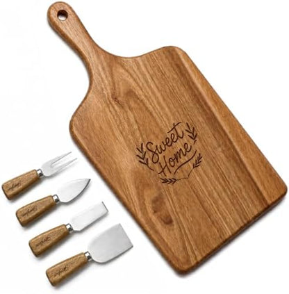 Charcuterie & Cheese Board Set, 5-Piece, 15.7", Acacia Wood