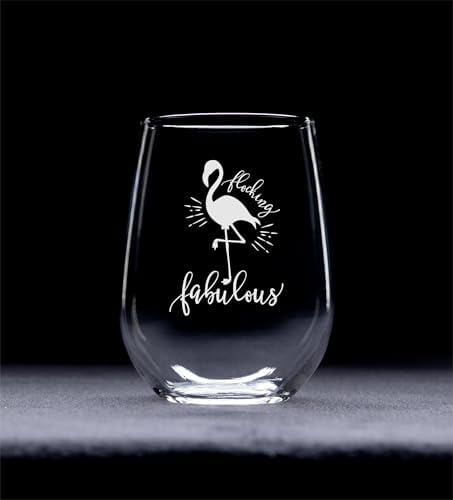 C M Flocking Fabulous Flamingo Stemless Wine Glass Gift for Women