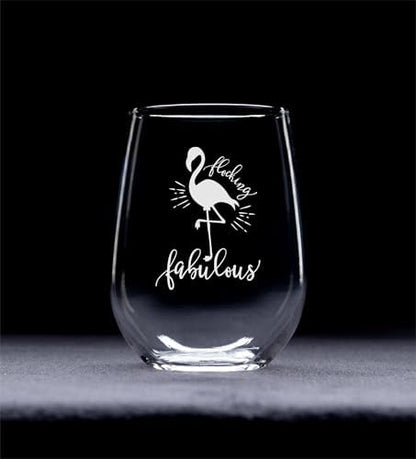C M Flocking Fabulous Flamingo Stemless Wine Glass Gift for Women