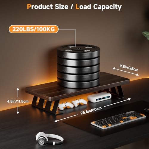 Monitor Stand – 24 Inch Wood Monitor Riser, Holds Up to 220 Lbs