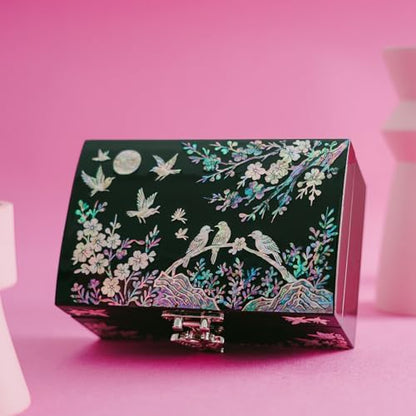 February Mountain Mother of Pearl Small Jewelry Ring Box - Gifts for