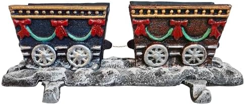 Lulu Decor, Cast Iron Christmas Stocking Holder 3D Train Rail Carts