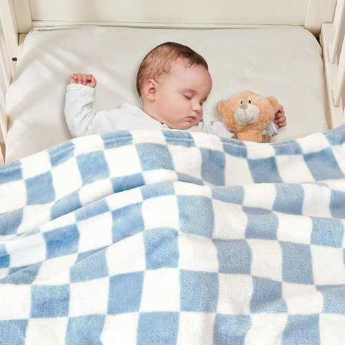 Yurhap Checkered Baby Blanket Fleece Baby Blankets for Boys, Ultra