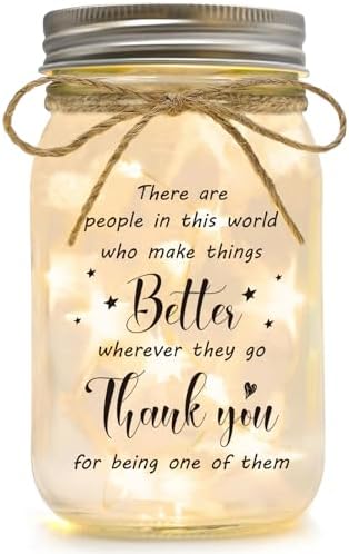Thank You Gifts for Women Men - Mason Jar Night Light