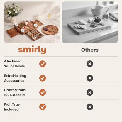 SMIRLY Charcuterie Boards Set, Large Cheese Board Set, Acacia