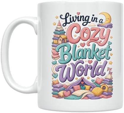Blanket Lover Coffee Mug - Living in a Cozy Blanket World - 11 oz