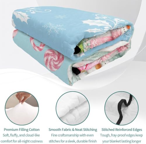 Christmas Quilt Set Twin Size 3 Pieces Quilted Bedspread Soft, Pink
