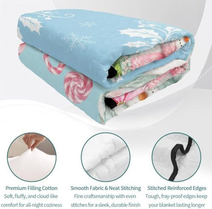 Christmas Quilt Set Twin Size 3 Pieces Quilted Bedspread Soft, Pink
