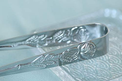 HINMAY 6PCS Mini Serving Tongs 4-Inch Small Rose Sugar Cube Tongs