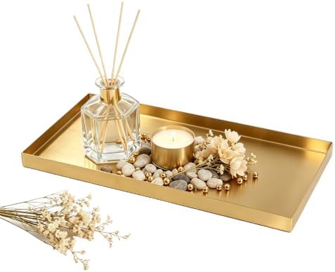 1Pcs Gold Stainless Steel Serving Tray - 12x8 InchRectangular Storage