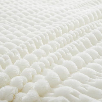 Leximan Ribbed Fleece Throw Blanket, Ultra-Soft Plush Blanket for
