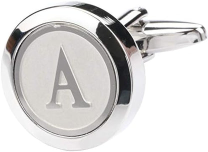 Mens Classic Stainless Steel Initial Cufflinks 26 Alphabet Initial