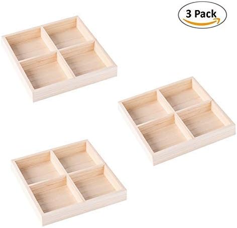 Hammont Square Wooden Trays – Sectional Divided Serving & Snack