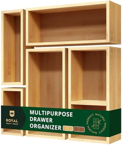 ROYAL CRAFT WOOD 5-Piece Bamboo Drawer Organizer Set – Multi-Use