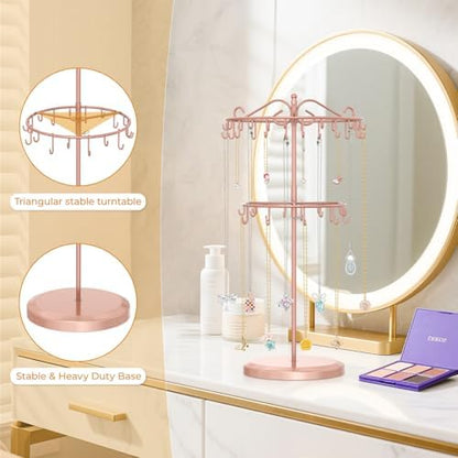 EsLuker.ly Necklace Holder Organizer Rotating Display Stand, 2 Tier