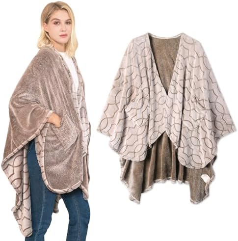 Bcareself Double-Sided Wearable Blanket Ultra Soft Flannel Shawl