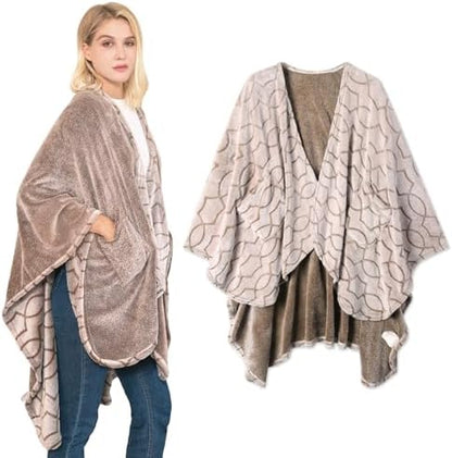 Bcareself Double-Sided Wearable Blanket Ultra Soft Flannel Shawl