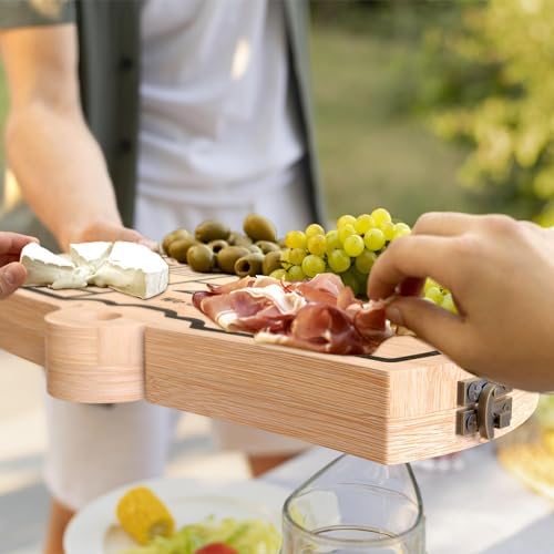 Bamboo Charcuterie Board Set - Foldable Serving Tray with Utensils