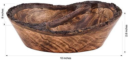 Natural Wooden Tray, Serving Bowl for Salad, Veggies and Fruits, Large
