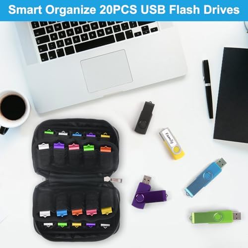 Flash Drive Case 20 Slots Thumb Drive USB Storage Case, Portable