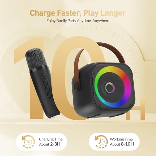Mini Karaoke Machine,Portable Bluetooth Speaker with 2 Wireless
