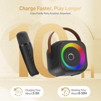 Mini Karaoke Machine,Portable Bluetooth Speaker with 2 Wireless