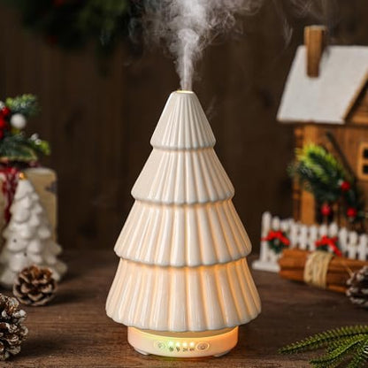 Rossesay Christmas Essential Oil Diffuser, Ceramic Christmas Tree