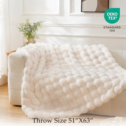 BENVWE Faux Fur Throw Blanket for Couch - Cozy Plush Fluffy Soft Thick