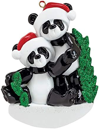 Personalized Our First Christmas Ornament 2026, Santa Hats Panda