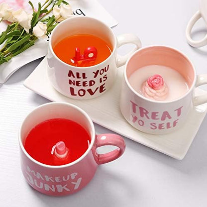 Unicorn Ceramic Cup Hidden 3D Animal Inside Mug(White Unicorn)