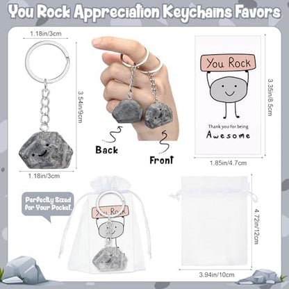 30 Set Inspirational You Rock Gift Smile Stone Keychain with Positive