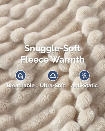Fleece Blanket Throw Size - College Dorm Room Essentials - 50x60