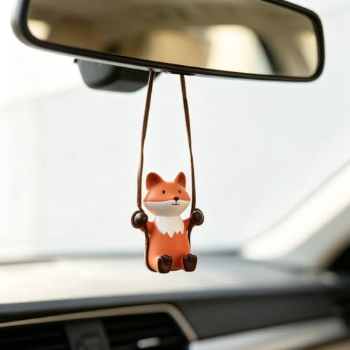 YGMONER Cute Swinging Fox Car Rear View Mirror Hanging Accessories