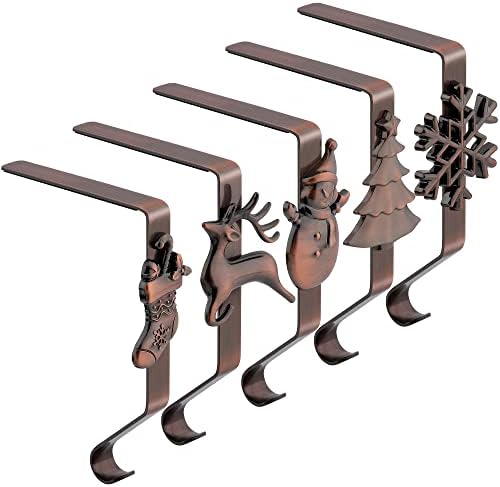 URATOT Pack of 5 Christmas Stocking Holders Mantel Stocking Hangers