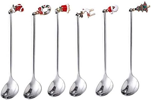 AKOAK 6 pcs/set Christmas Stainless Steel Spoon Set Creative