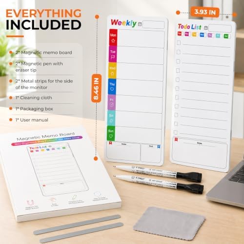 Office Supplies Desk Accessories 2pcs Computer Monitor Magnetic Memo