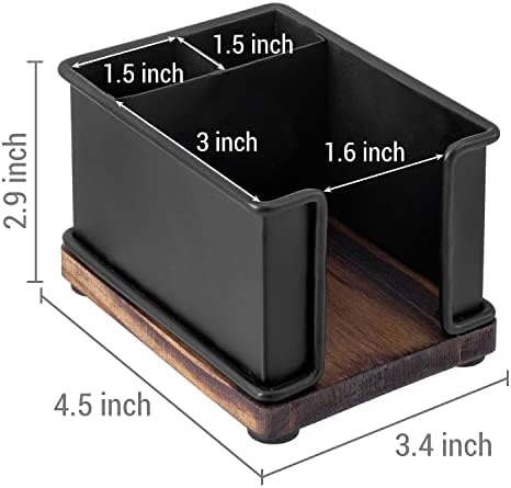 MyGift Black Metal Desk Organizer, 2 Pen Holders & Sticky Note Tray