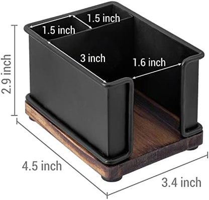 MyGift Black Metal Desk Organizer, 2 Pen Holders & Sticky Note Tray