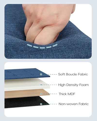PINPLUS Storage Ottoman Cube, White Linen Footrest with Wooden Legs