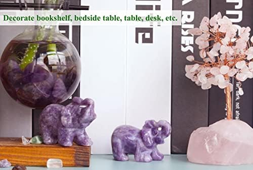 2" Amethyst Elephant Decor Natural Healing Crystal Stones Polished