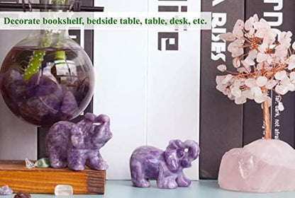 2" Amethyst Elephant Decor Natural Healing Crystal Stones Polished