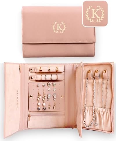 Personalized Initial Travel Jewelry Case - Monogram Custom Gifts For
