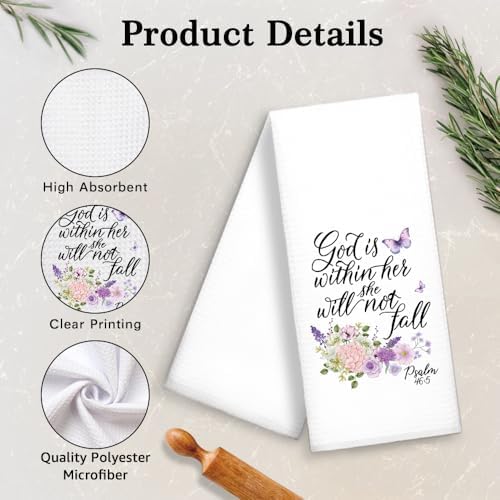 DYJYBMY God is Within Her Will She Not Fall Religious Kitchen Towel