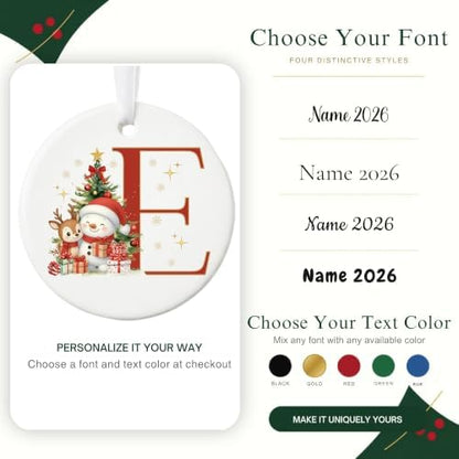 Lydia Gifts 2026 Personalized Letter E Monogram Christmas Ornament