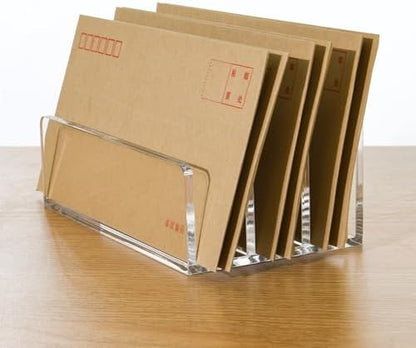 3 Compartments Clear Acrylic Mail Holder – Vertical Letter Sorter &